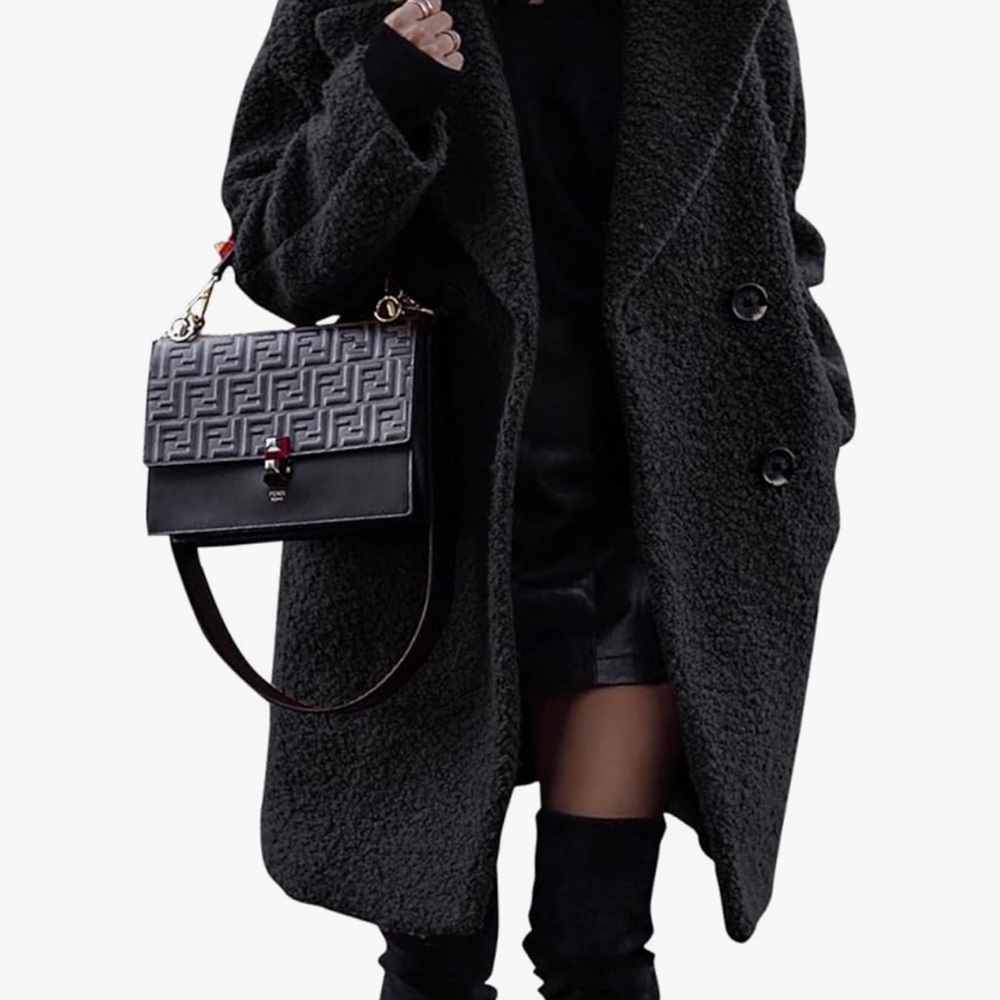 BTFBM Women 2024 Winter Faux Fur Coats Lapel Long Sleeve Fuzzy Fleece Outerwear
